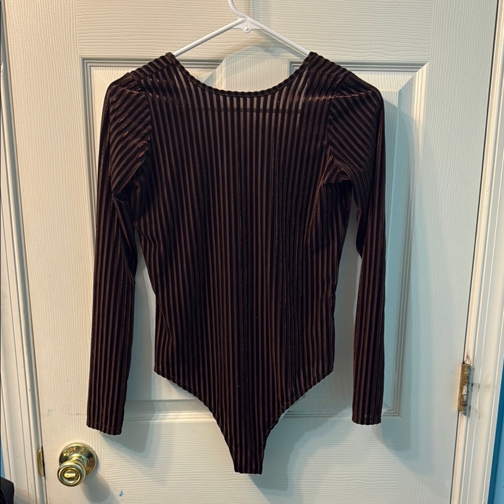 Striped Brown Long Sleeve Bodysuit
